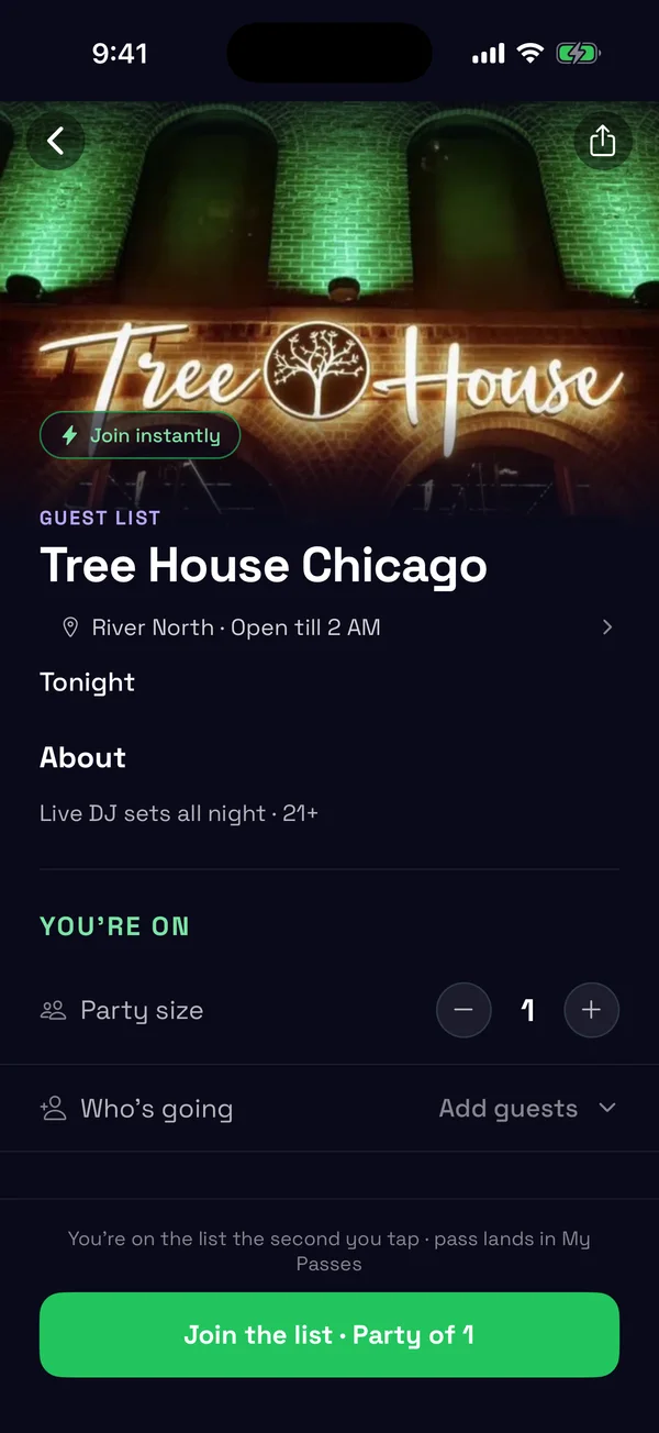 Wave guest list screen